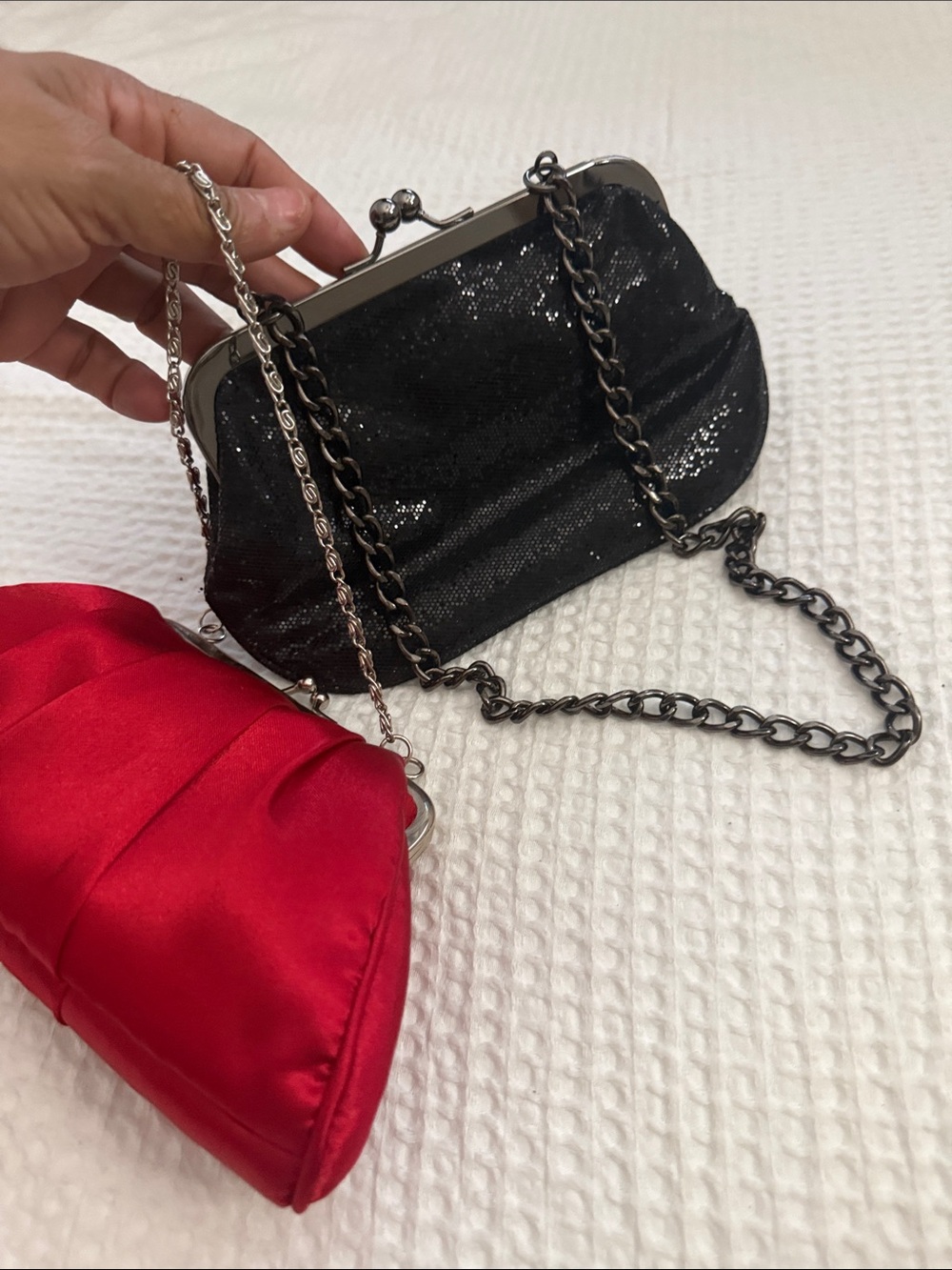 EXPRESS Sequin handbag black And unbranded Red handbag kiss lock bundle bag